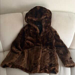 Faux Fur Brown Jacket Coat Hoodie Zara